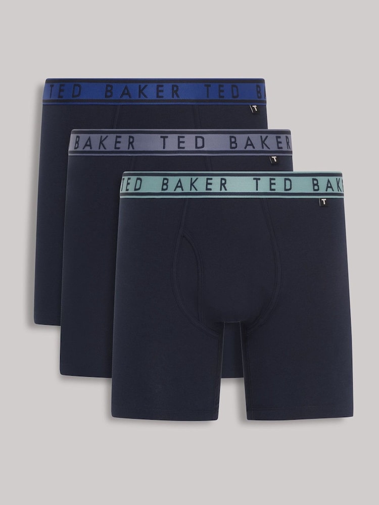 Ted Baker Blue Cotton Boxer Boxers 3 Pack - Image 1 of 4