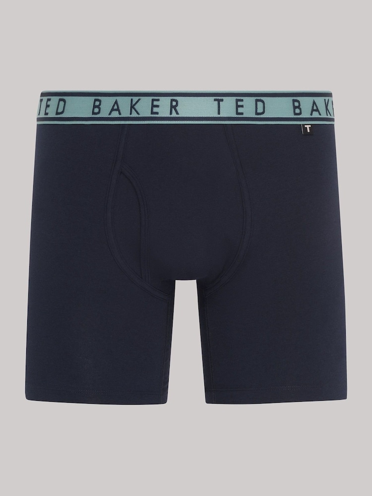 Ted Baker Blue Cotton Boxer Boxers 3 Pack - Image 2 of 4