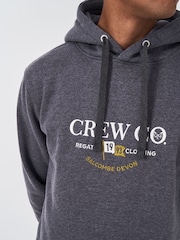 Crew Clothing Company Grey Embroidered Graphic Hooded Sweatshirt - Image 4 of 6