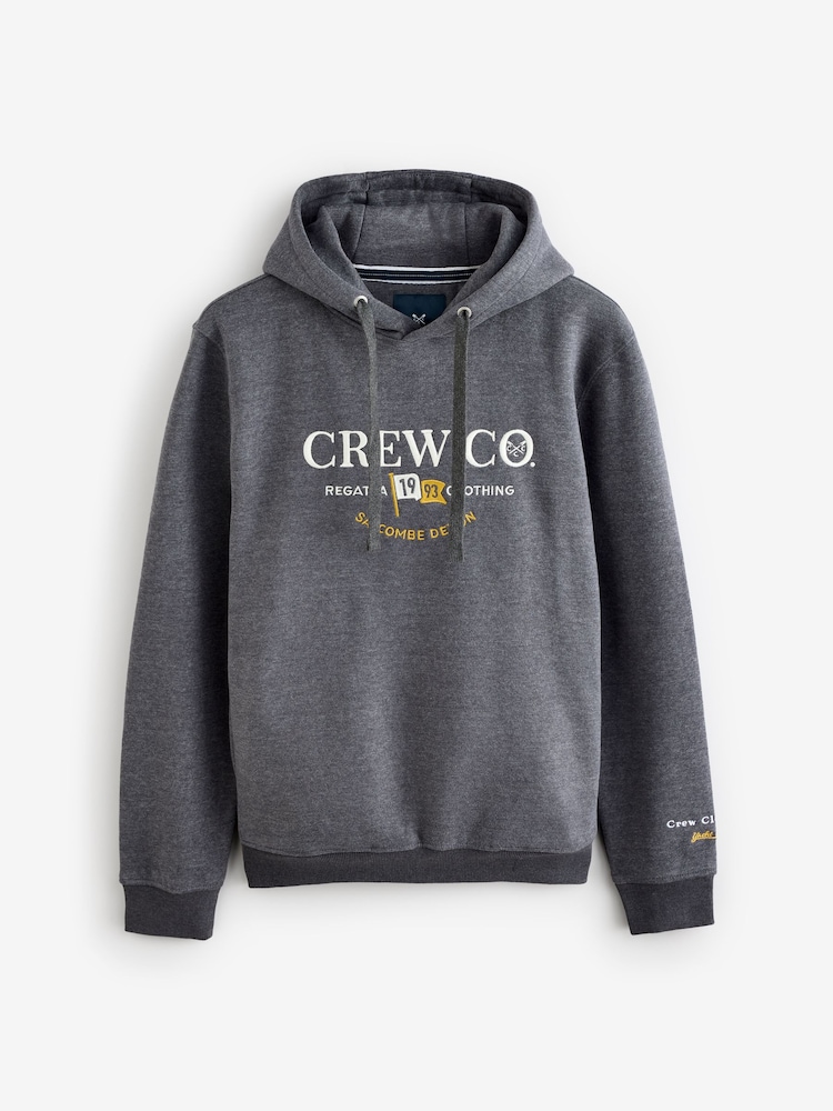 Crew Clothing Company Grey Embroidered Graphic Hooded Sweatshirt - Image 6 of 6