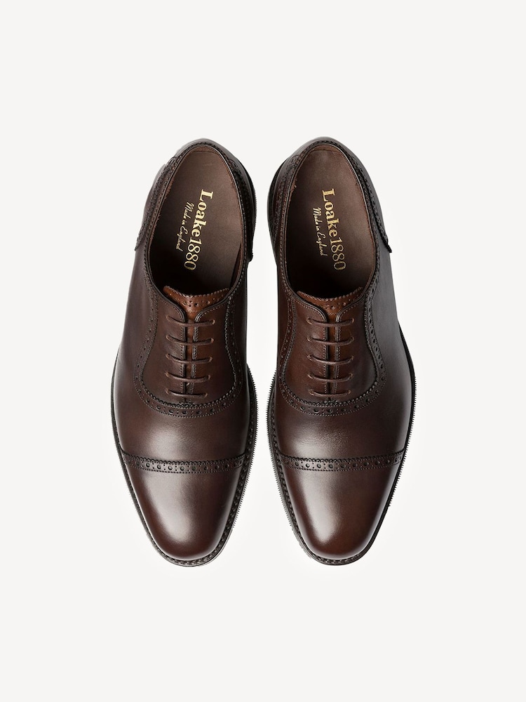 Loake Dk Calf Semi gležnjar z luknjičastim vzorcem in vezalkami Brown čevlji - Slika 3 iz 3