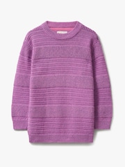 Crew Clothing Company Pink Mixed Stripe Textured Jumper - Image 1 of 3