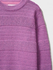 Crew Clothing Company Pink Mixed Stripe Textured Jumper - Image 3 of 3