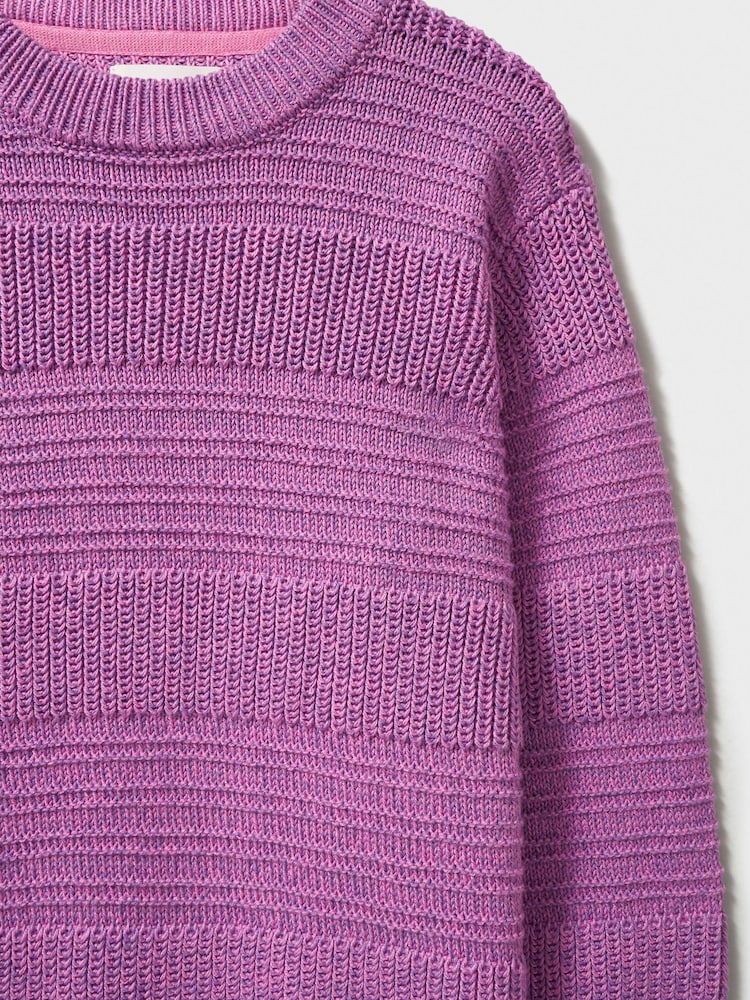 Crew Clothing Company Pink Mixed Stripe Textured Jumper - Image 3 of 3