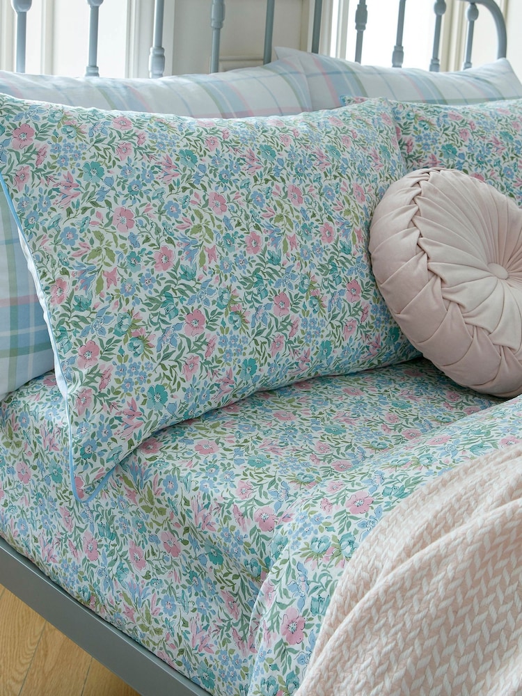 Laura Ashley Powder Blue 100% Cotton Sherston Floral Ditsy Fitted Sheet - Image 1 of 2