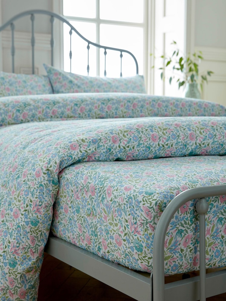 Laura Ashley Powder Blue 100% Cotton Sherston Floral Ditsy Fitted Sheet - Image 2 of 2