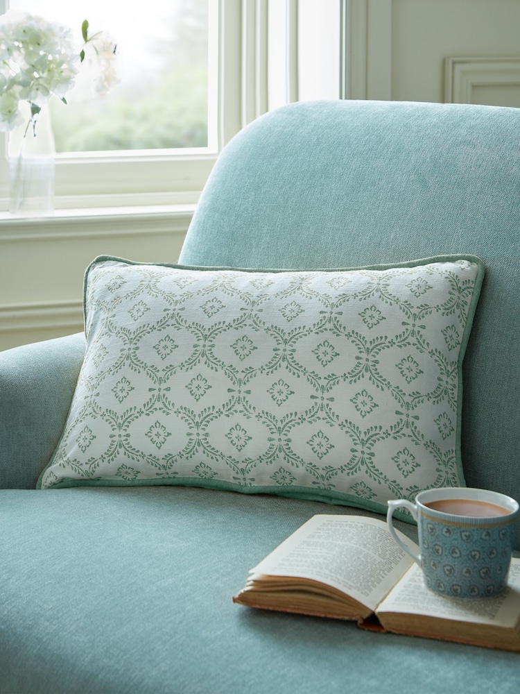 Laura Ashley Sage 100% Cotton Norton Cushion - Image 1 of 5