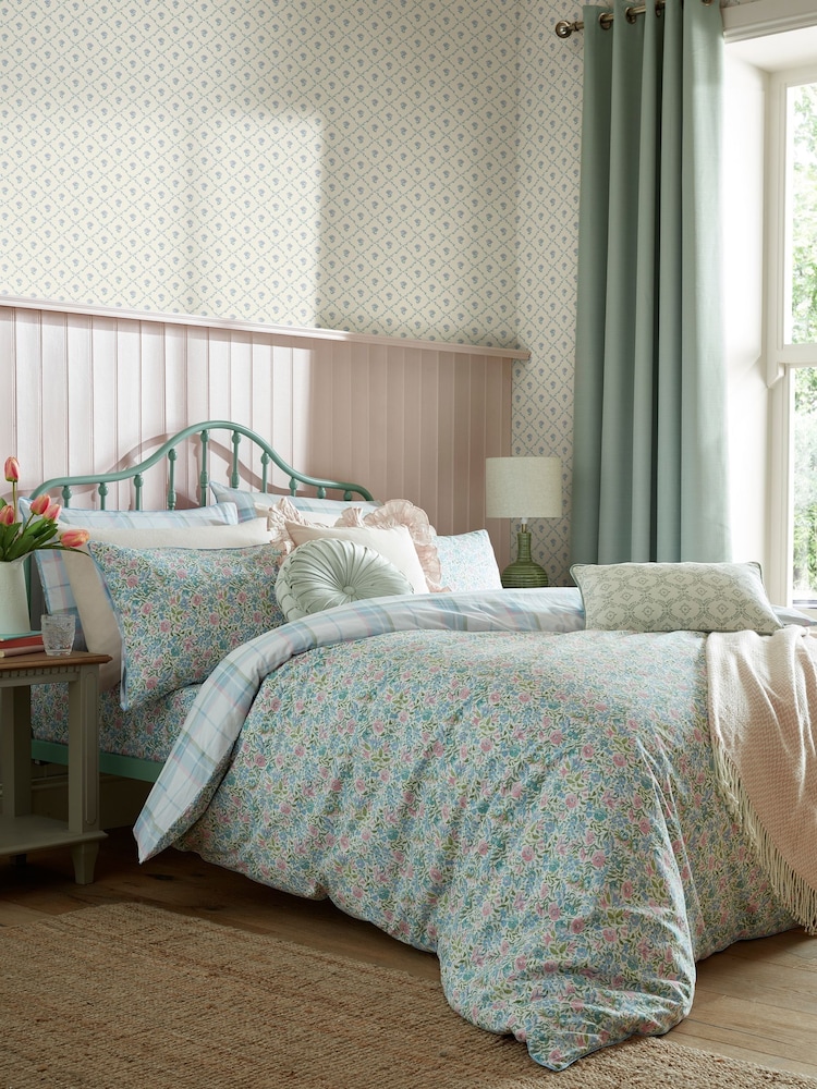 Laura Ashley Powder Blue 100% Cotton Sherston Duvet Cover and Pillowcase Set - Image 2 of 6
