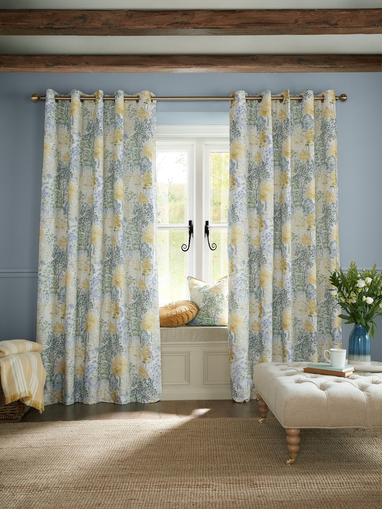 Laura Ashley Ochre Yellow Bernwood Eyelet Curtains - Image 1 of 5