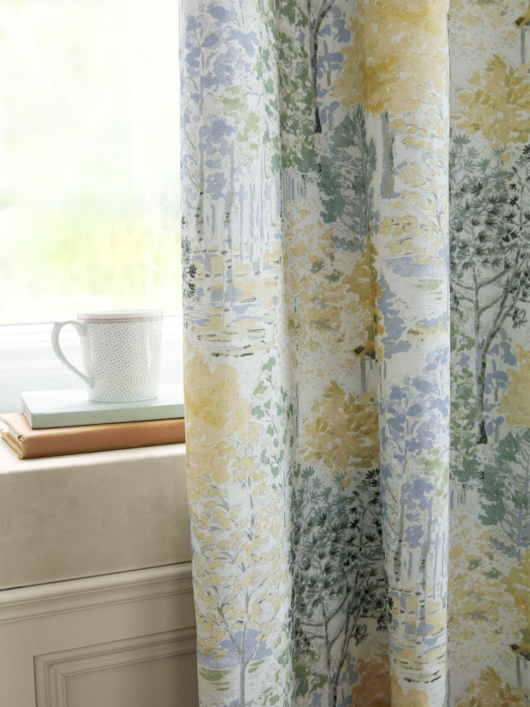 Laura Ashley Ochre Yellow Bernwood Eyelet Curtains - Image 4 of 5