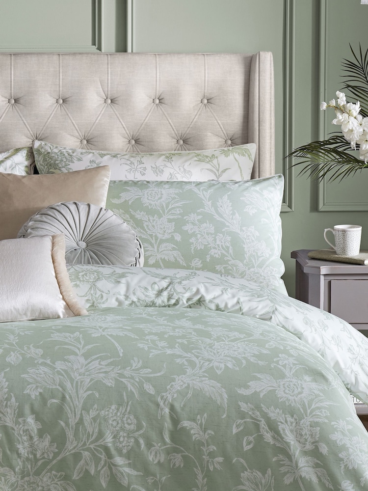 Laura Ashley Set of 2 Sage 100% Cotton Lloyd Pillowcases - Image 1 of 1