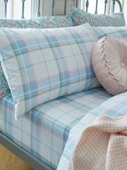 Laura Ashley Powder Blue 100% Cotton Highland Check Sherston Fitted Sheet - Image 1 of 2