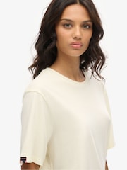 Superdry Cream Oversized Classic Essential 100% Cotton T-Shirt - Image 3 of 3