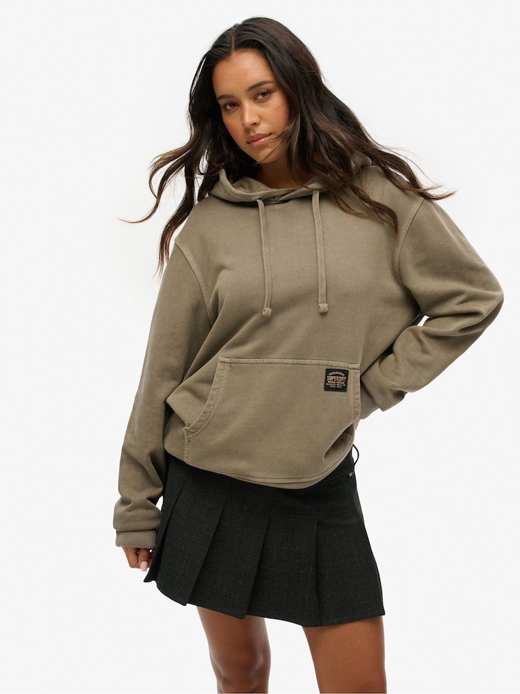 Superdry Brown Oversized Contrast Stitch 100% Cotton Hoodie - Image 1 of 1