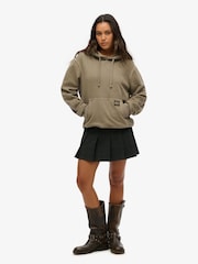 Superdry Brown Oversized Contrast Stitch 100% Cotton Hoodie - Image 2 of 3