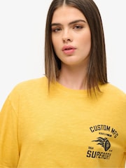 Superdry Yellow Oversized Biker Graphic 100% Organic Cotton T-Shirt - Image 3 of 3