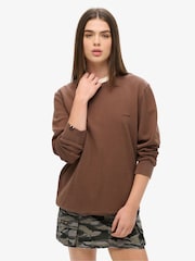 Superdry Brown Oversized Classic Essential 100% Cotton Sweatshirt - Image 1 of 5