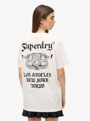 Superdry White Oversized Retro Rock Graphic Cotton T-Shirt - Image 1 of 6