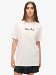 Superdry White Oversized Retro Rock Graphic Cotton T-Shirt - Image 2 of 6