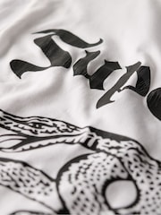 Superdry White Oversized Retro Rock Graphic Cotton T-Shirt - Image 6 of 6