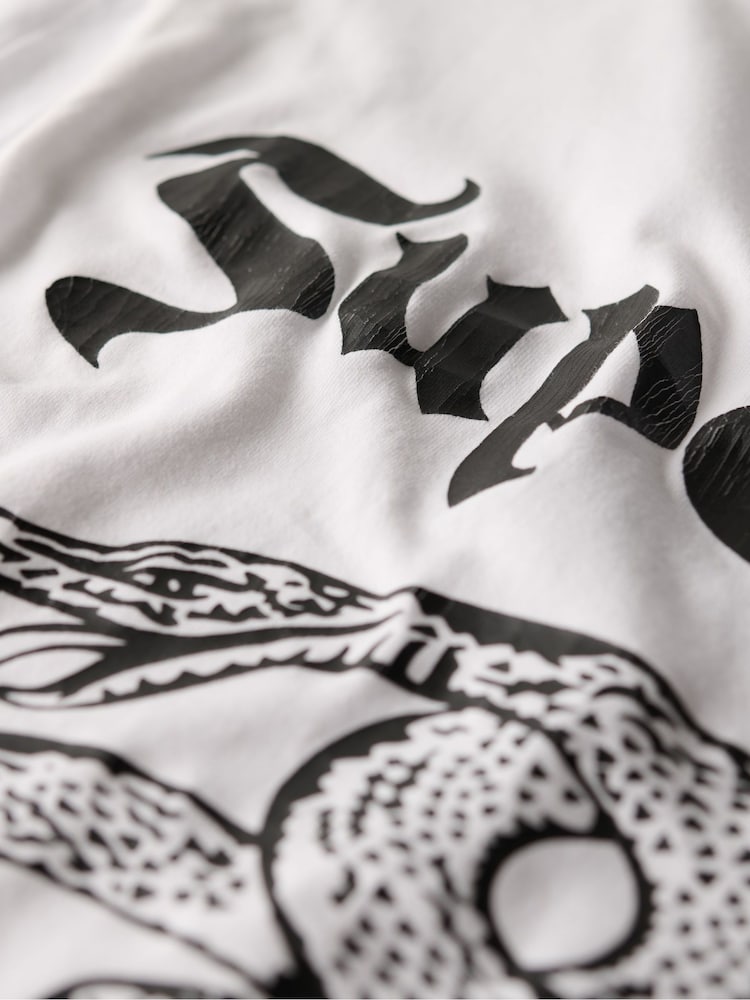 Superdry White Oversized Retro Rock Graphic Cotton T-Shirt - Image 6 of 6