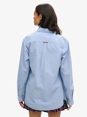 Superdry Blue Oversized 100% Cotton Long Sleeved Oxford Shirt - Image 2 of 6
