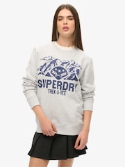 Superdry Grey Oversized Outdoors Graphic Crew 100% Cotton Sweatshirt - Image 1 of 3