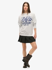 Superdry Grey Oversized Outdoors Graphic Crew 100% Cotton Sweatshirt - Image 2 of 3