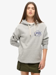 Superdry Grey Oversized Classic Vintage Logo Graphic Hoodie - Image 1 of 3