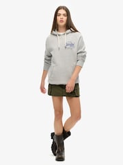 Superdry Grey Oversized Classic Vintage Logo Graphic Hoodie - Image 2 of 3