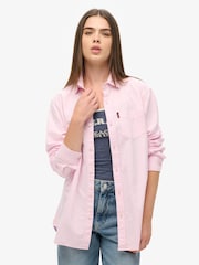 Superdry Pink Long Sleeved 100% Cotton Oxford Shirt - Image 1 of 4