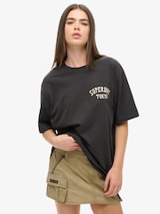 Superdry Black Oversized Tattoo Back Graphic 100% Cotton T-Shirt - Image 1 of 7