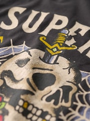 Superdry Black Oversized Tattoo Back Graphic 100% Cotton T-Shirt - Image 6 of 7