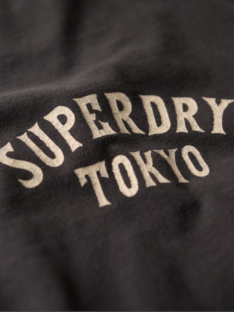 Superdry Black Oversized Tattoo Back Graphic 100% Cotton T-Shirt - Image 7 of 7