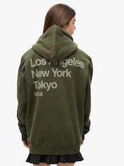 Superdry Green Oversized Core Logo City 100% Cotton Hoodie - Image 2 of 5
