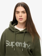 Superdry Green Oversized Core Logo City 100% Cotton Hoodie - Image 3 of 5