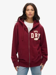 Superdry Red Oversized Vintage Athletic Zip Hoodie - Image 1 of 3