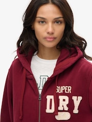 Superdry Red Oversized Vintage Athletic Zip Hoodie - Image 3 of 3
