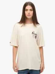 Superdry Cream Oversized Lo-fi Punk Graphic 100% Cotton T-Shirt - Image 2 of 7