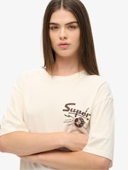 Superdry Cream Oversized Lo-fi Punk Graphic 100% Cotton T-Shirt - Image 4 of 7