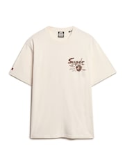 Superdry Cream Oversized Lo-fi Punk Graphic 100% Cotton T-Shirt - Image 5 of 7