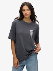 Superdry Grey Oversized Utility Sport Logo 100% Cotton T-Shirt - Image 1 of 7