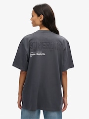 Superdry Grey Oversized Utility Sport Logo 100% Cotton T-Shirt - Image 2 of 7