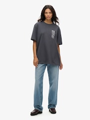 Superdry Grey Oversized Utility Sport Logo 100% Cotton T-Shirt - Image 3 of 7