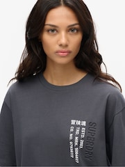 Superdry Grey Oversized Utility Sport Logo 100% Cotton T-Shirt - Image 4 of 7