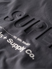Superdry Grey Oversized Utility Sport Logo 100% Cotton T-Shirt - Image 6 of 7