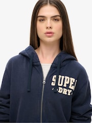 Superdry Blue Oversized Vintage Athletic Zip 100% Cotton Hoodie - Image 3 of 6