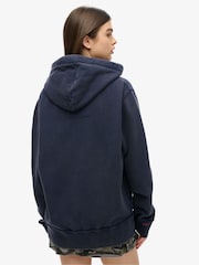 Superdry Blue Oversized Vintage Athletic Zip 100% Cotton Hoodie - Image 4 of 6