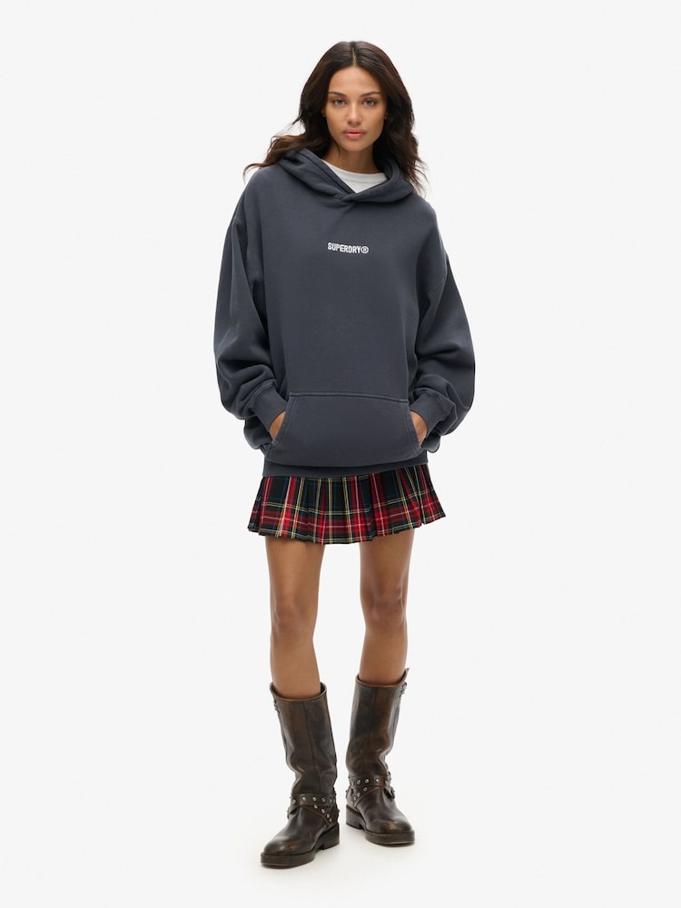 Superdry Grey Oversized Micro Logo Graphic Hoodie - Image 2 of 3
