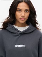 Superdry Grey Oversized Micro Logo Graphic Hoodie - Image 3 of 3